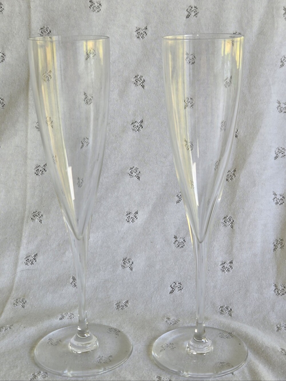 Baccarat French Crystal DOM PERIGNON Fluted Champagne Glasses, 9 1/4" Set of 2